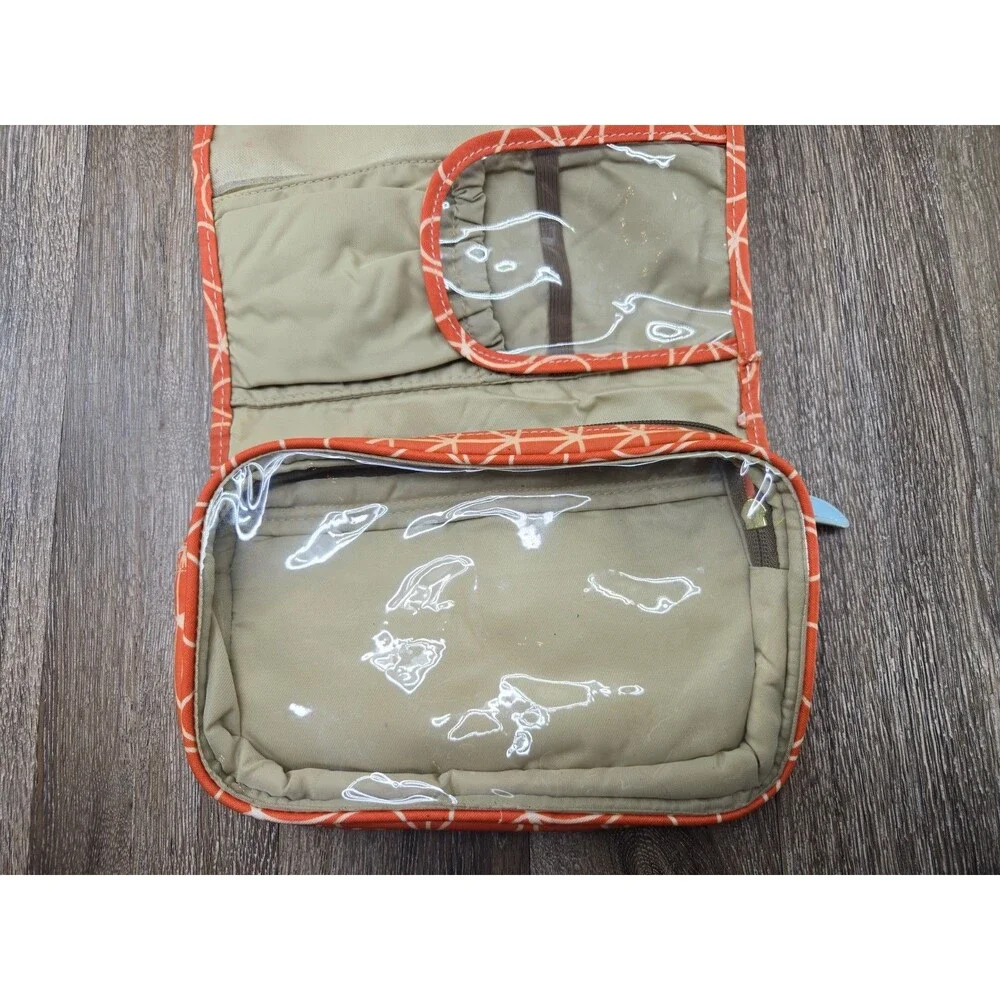 Orla Kiely Etc Orange Geometric Design Hanging Toiletry Travel Toiletries Bag